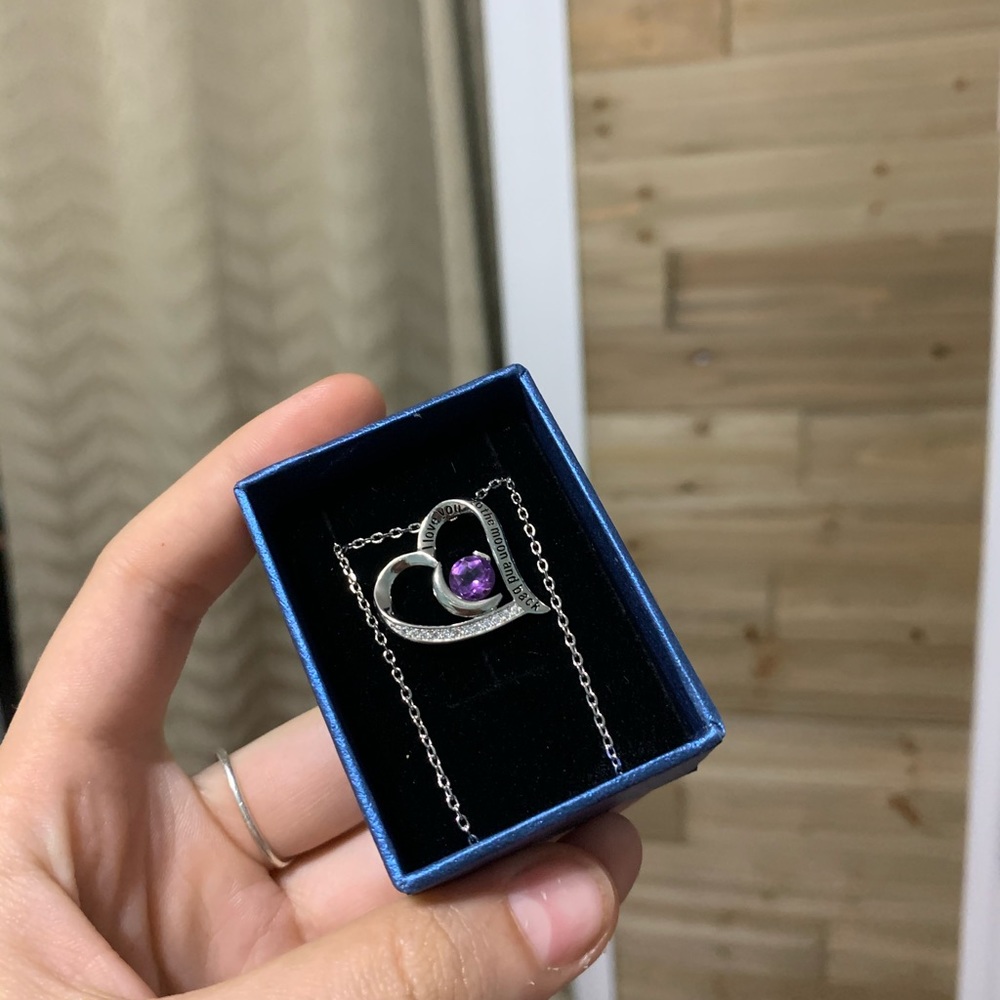 Birth stone heart necklace